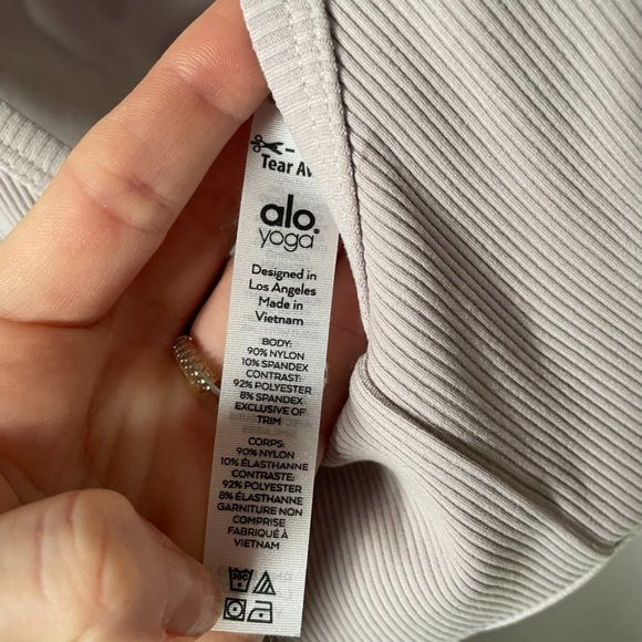 Alo Yoga Togetherness Ribbed V Neck Sports Bra Light Lavender  Sz S - Picture 8 of 8